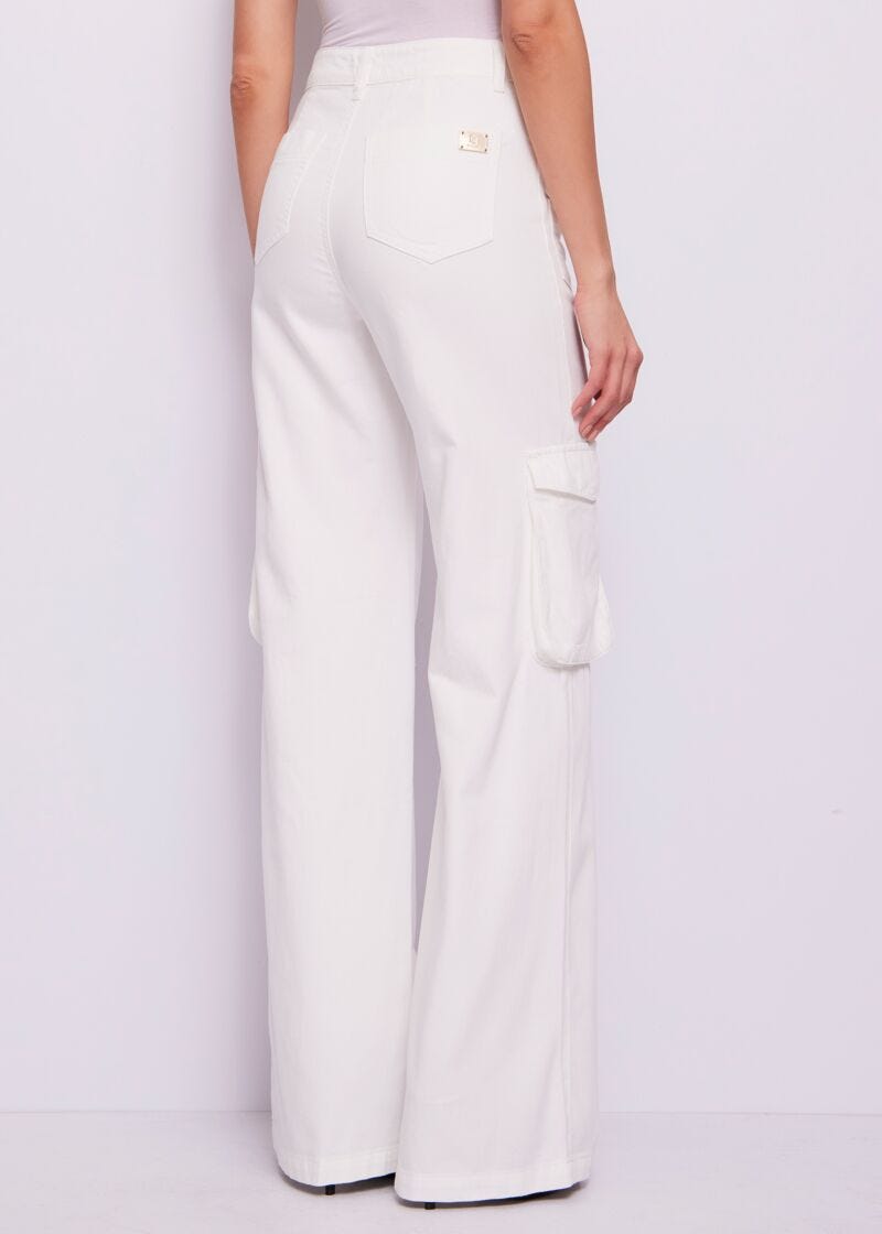 Jeans cargo bianco da donna elasticizzati