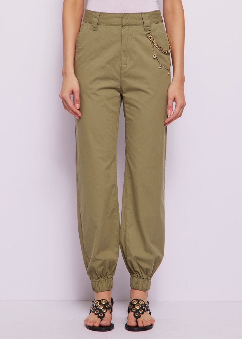 Pantalon en coton avec chaîne pour femme