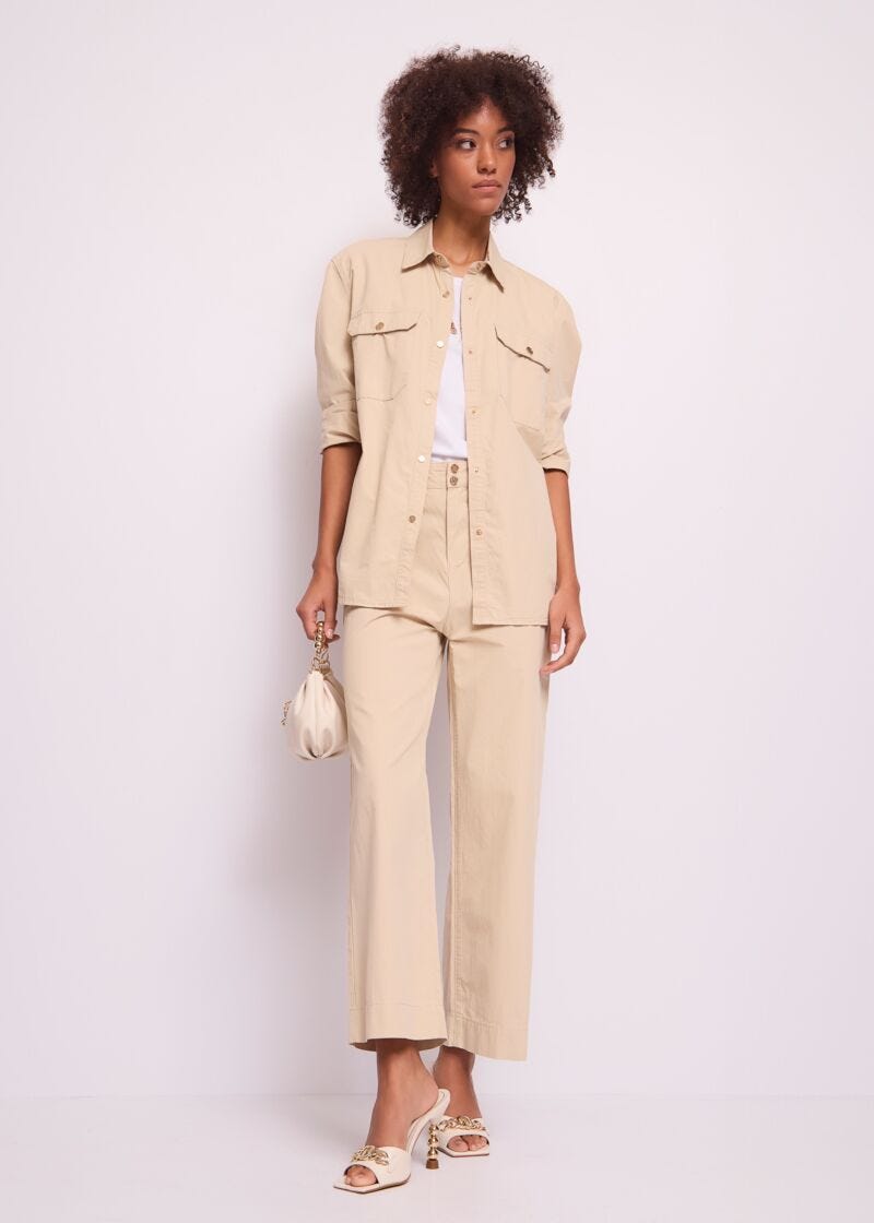 Pantalon cropped en coton pour femme