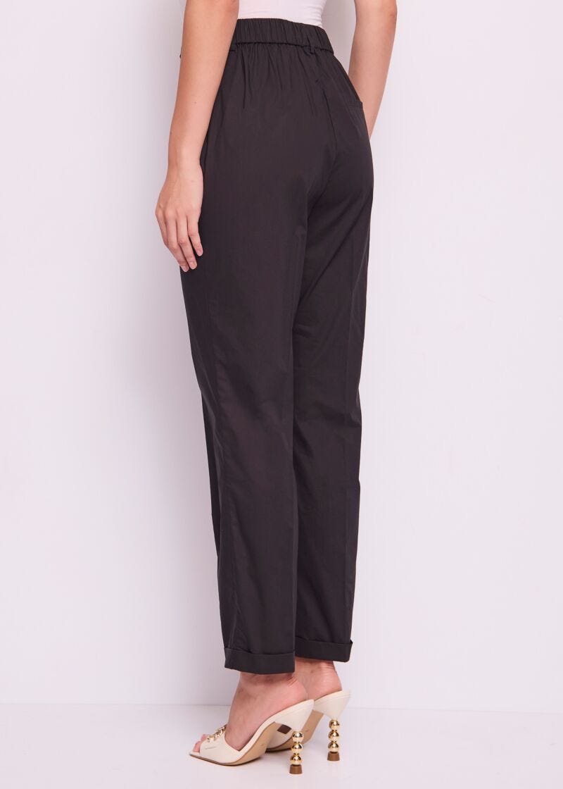 Pantalon noir en popeline pour femme