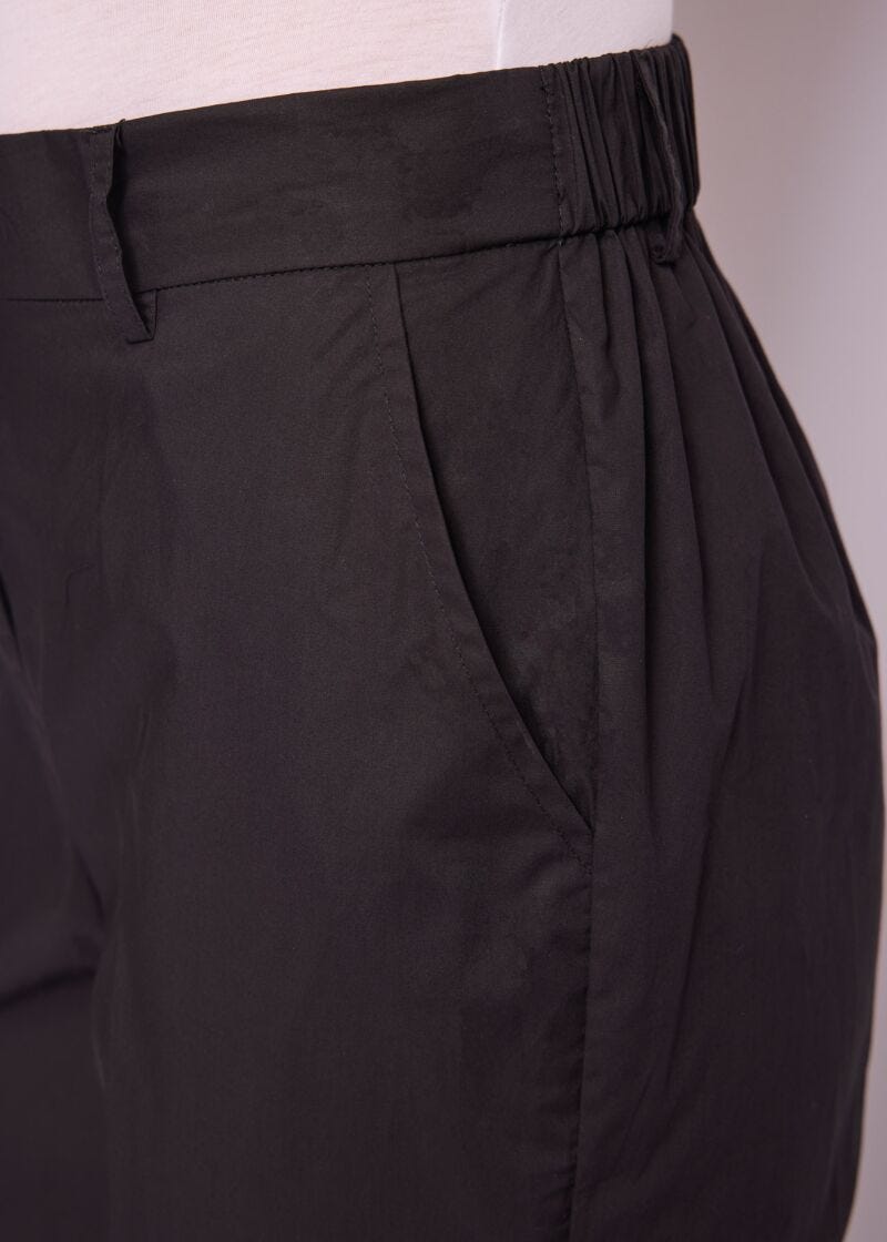 Pantalon noir en popeline pour femme