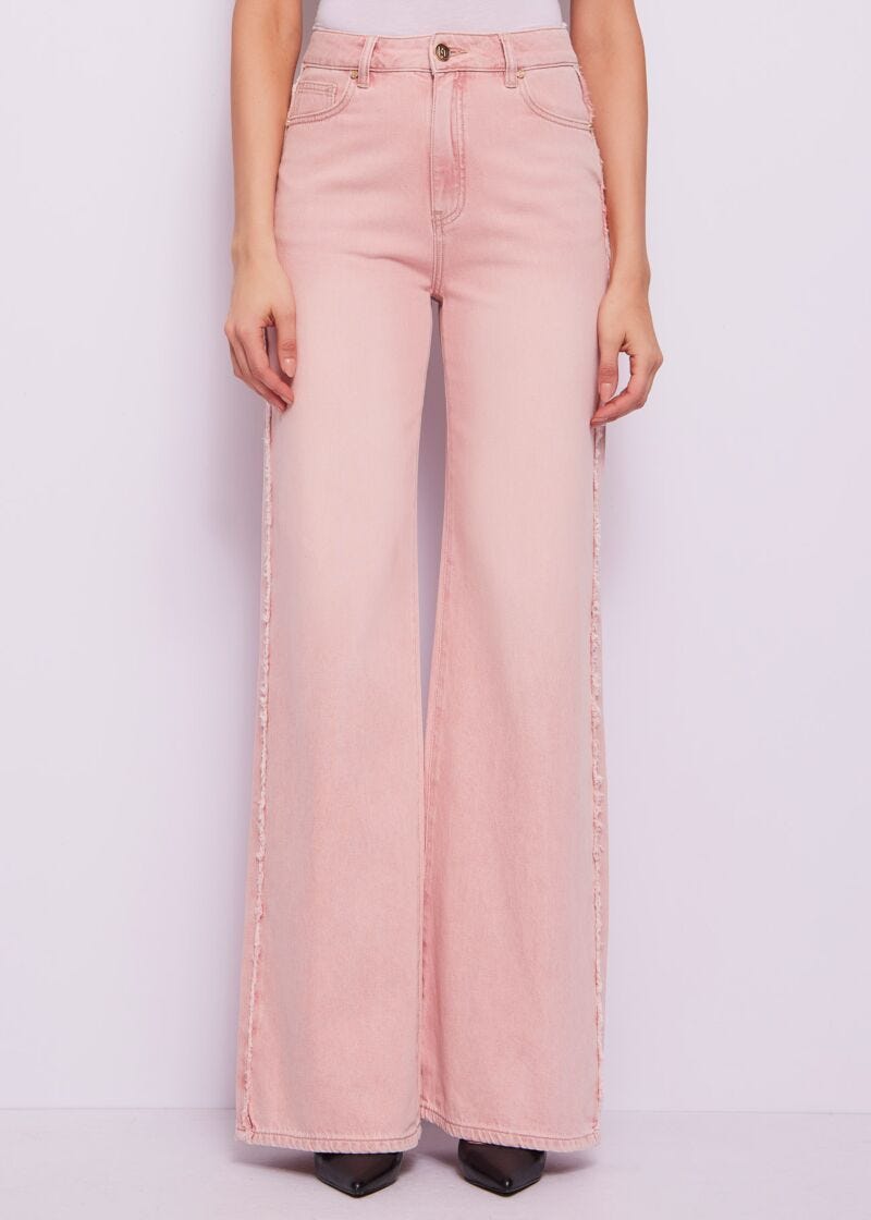 Jean violet en coton effet usé pour femme