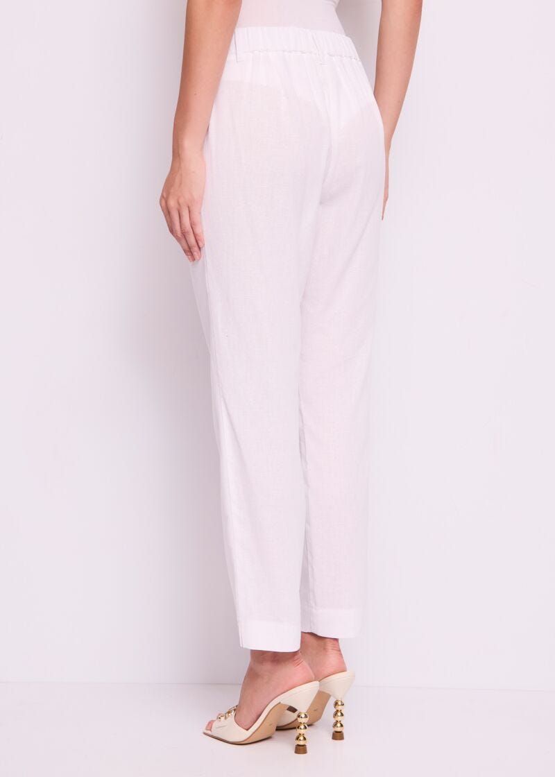 Pantalon blanc en lin pour femme