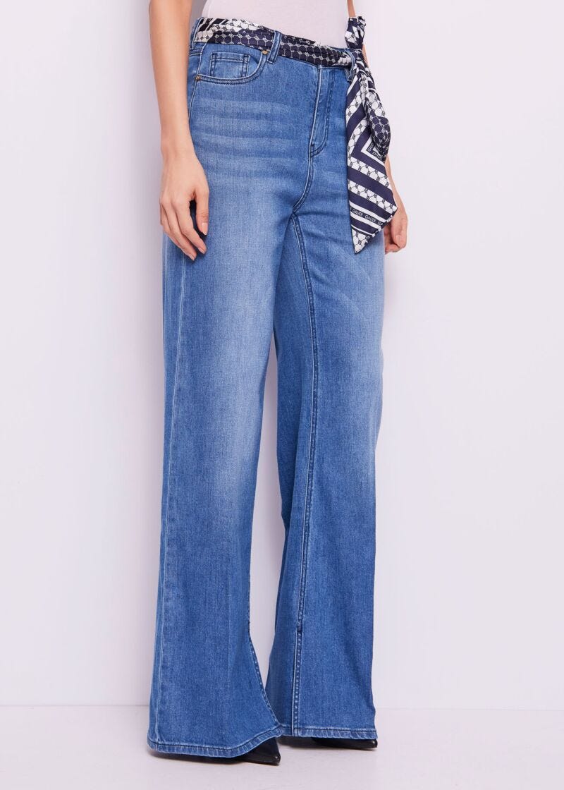 Jeans da donna wide leg in cotone