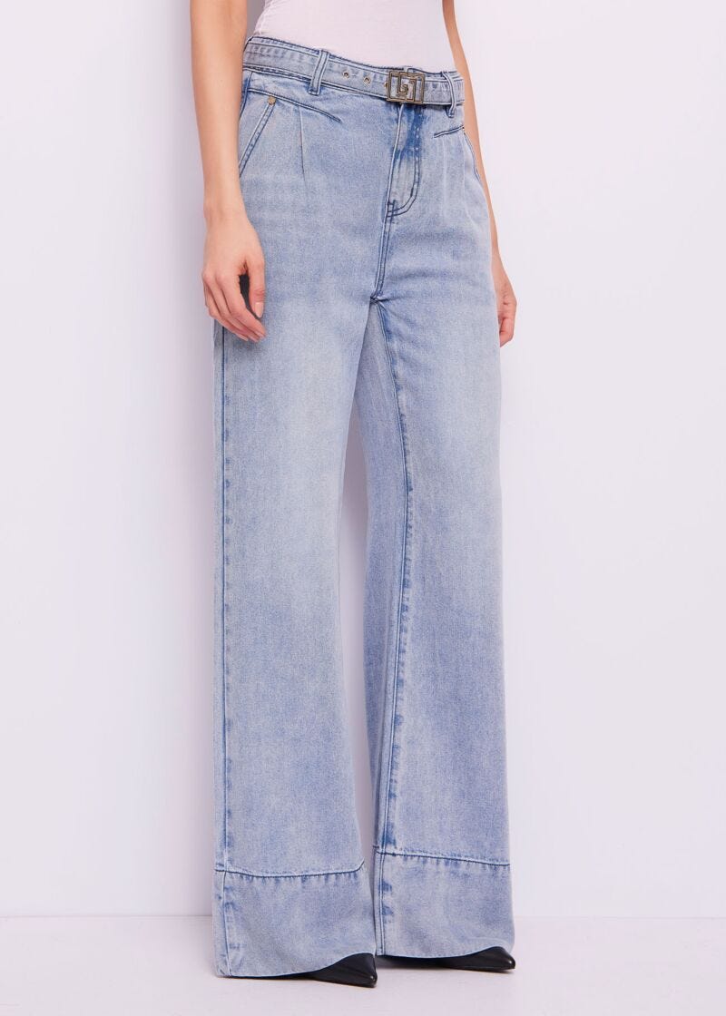 Women's palazzo jeans with belt