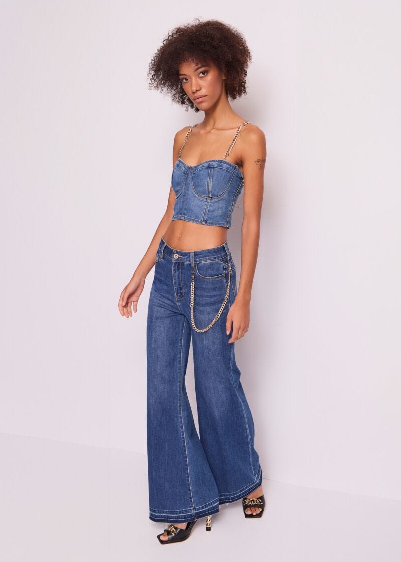 Jeans da donna flare bootcut con dettagli destroyed