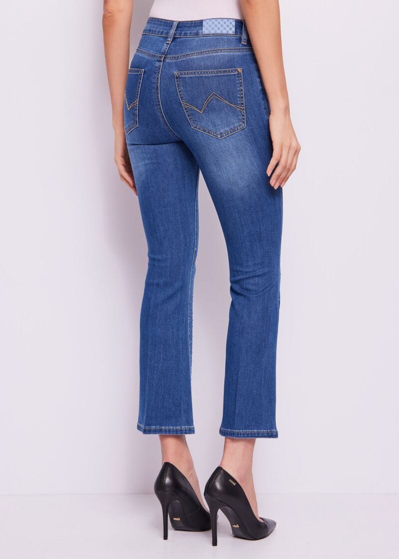Jeans donna flare cropped effetto used