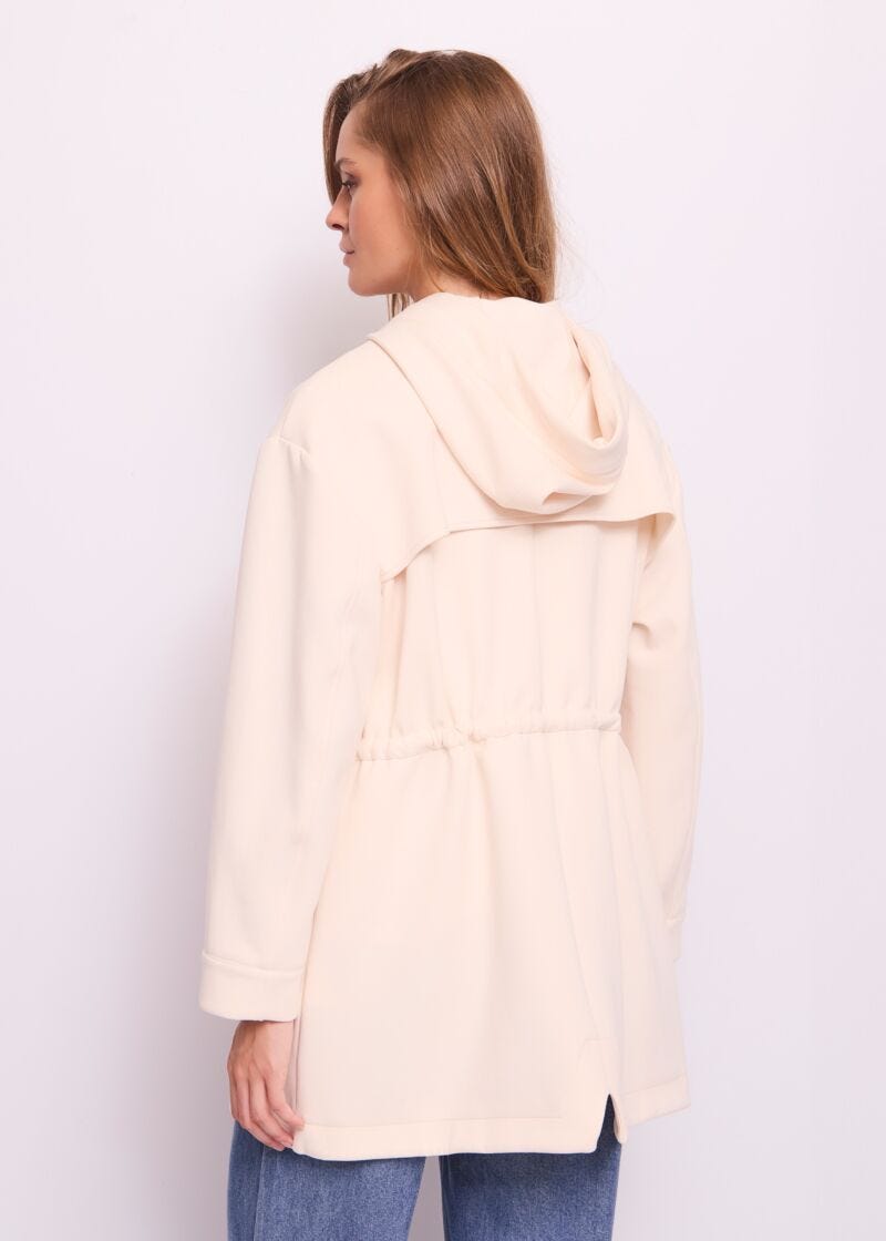 Parka donna bianco con cappuccio