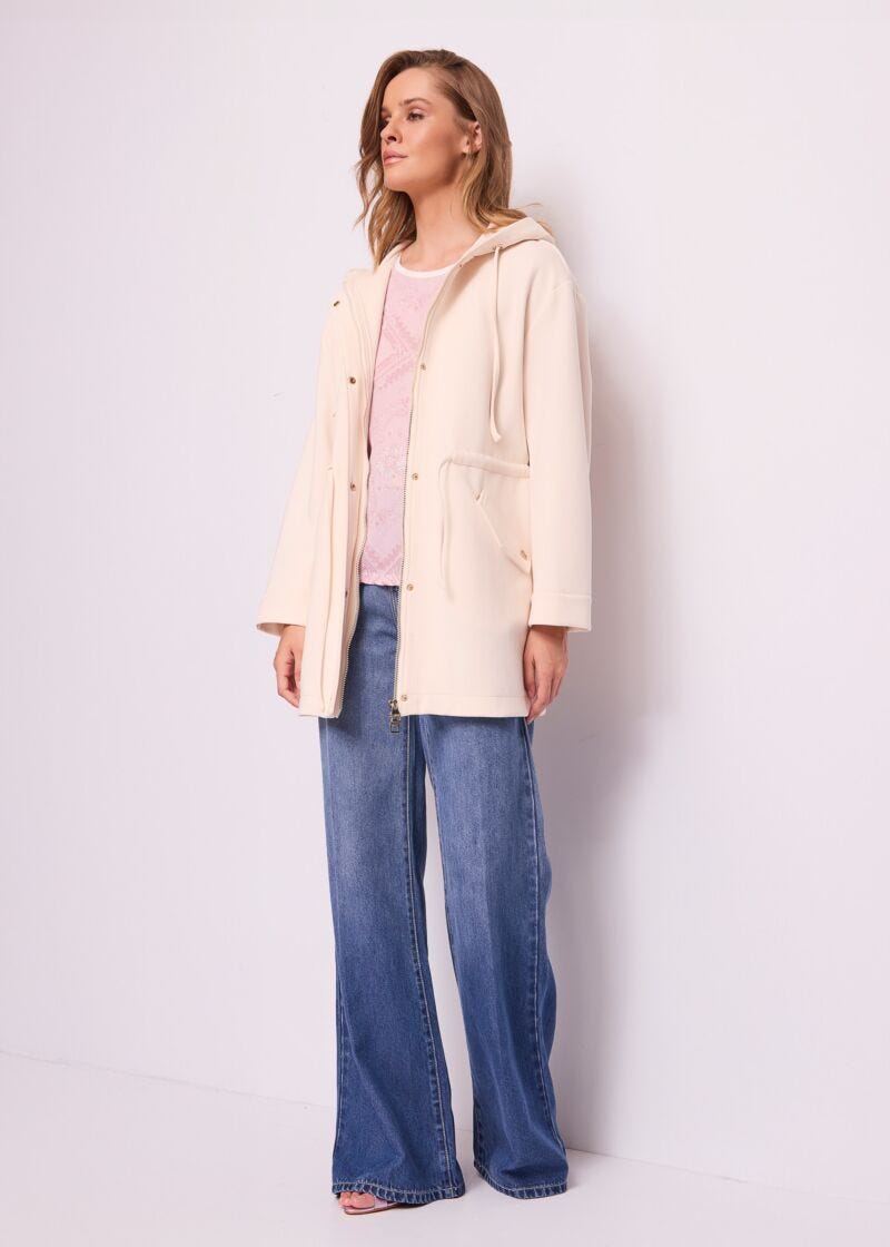 Parka donna bianco con cappuccio