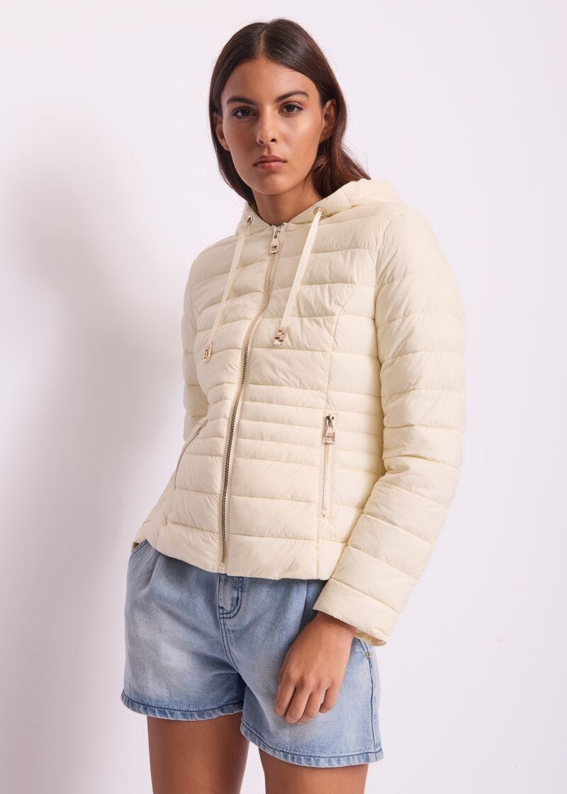 Women's white nylon down jacket