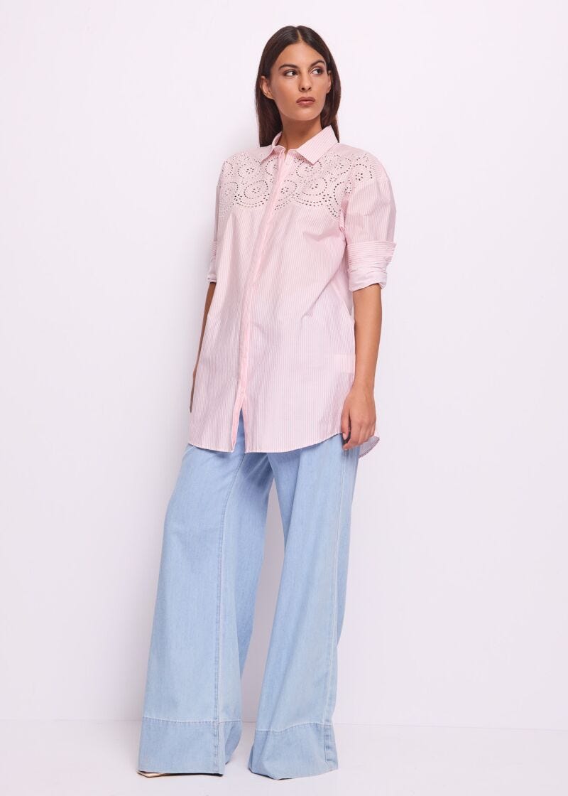 Chemise rayée en coton pour femme