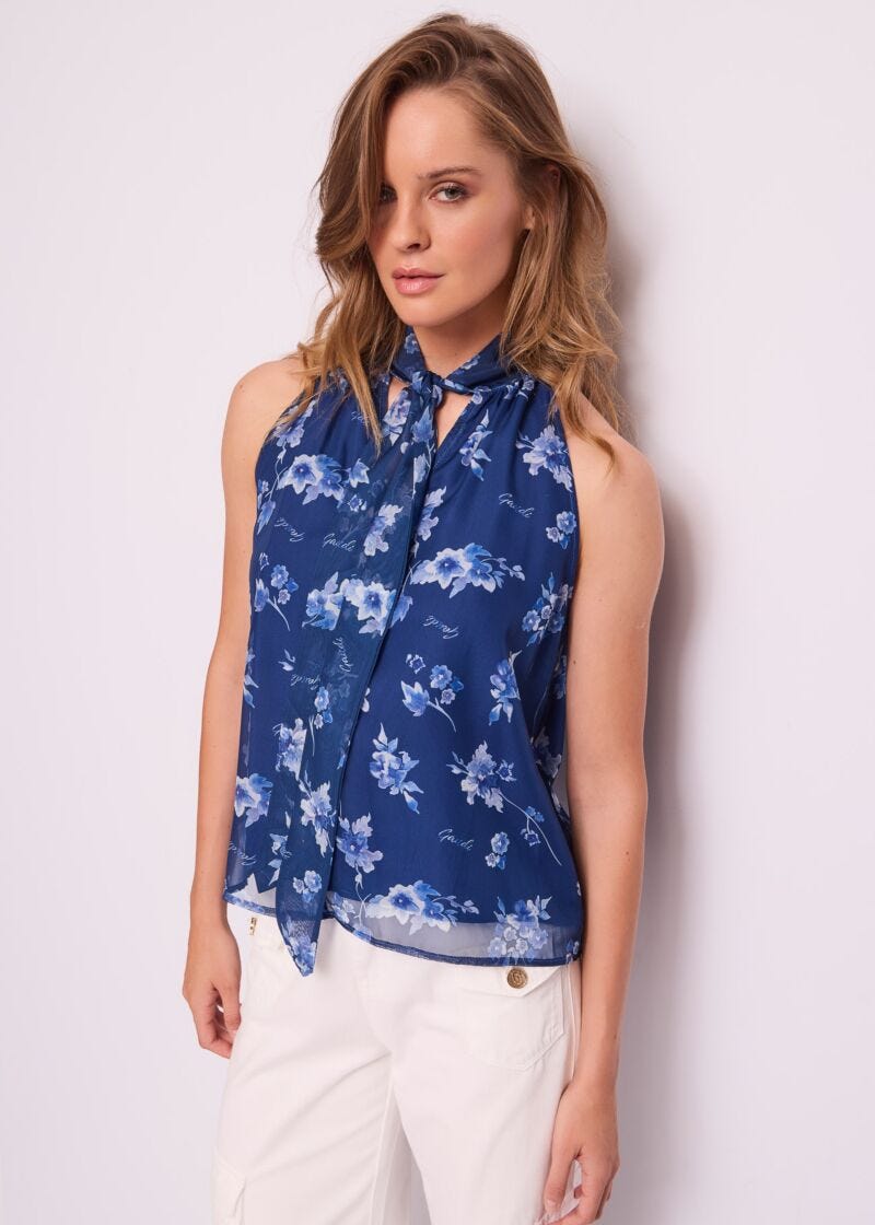 Top donna con collo a foulard