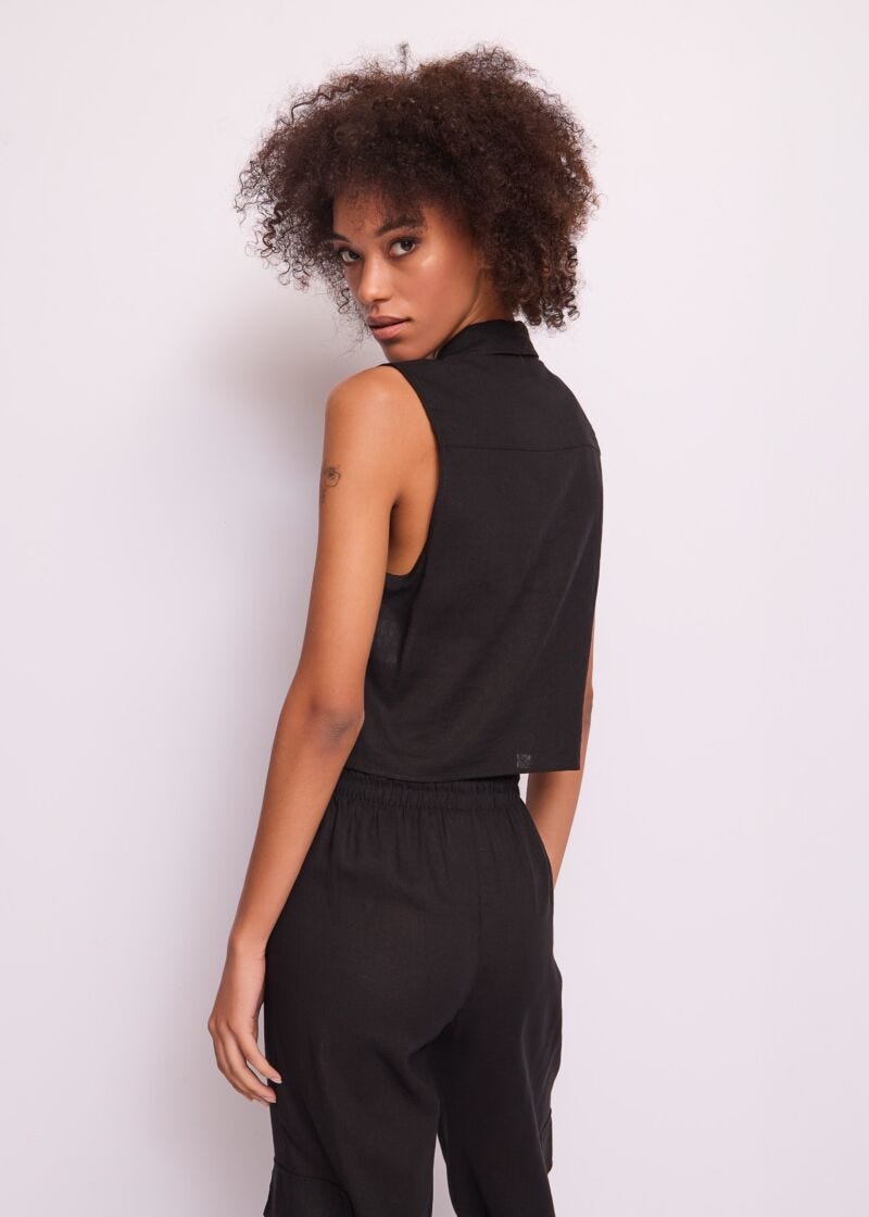 Women's black linen top