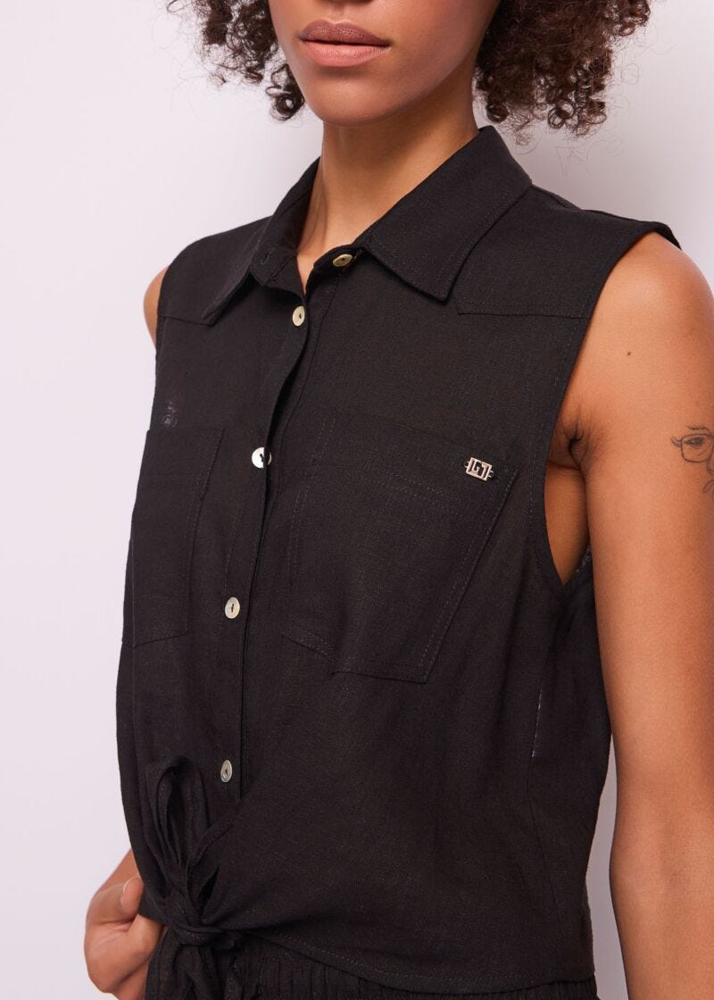 Women's black linen top