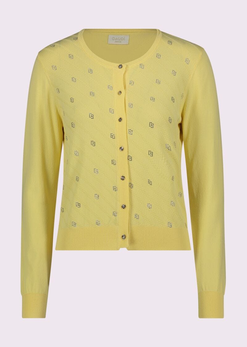 Cardigan donna giallo con bottoni logati
