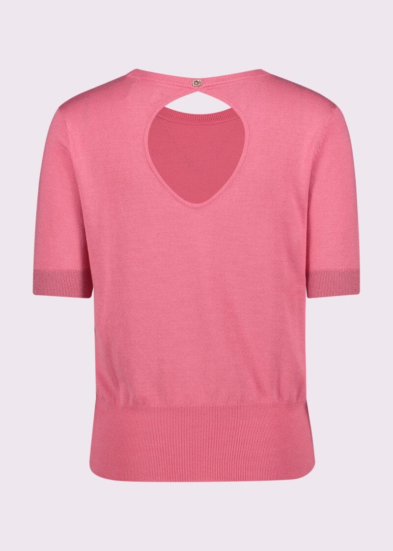 Maglia donna rosa con maniche corte