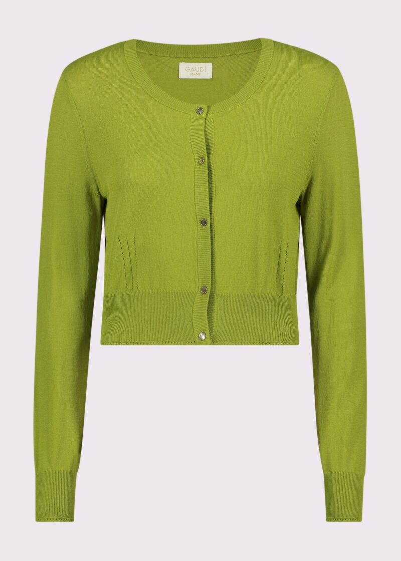 Cardigan donna verde con maniche lunghe