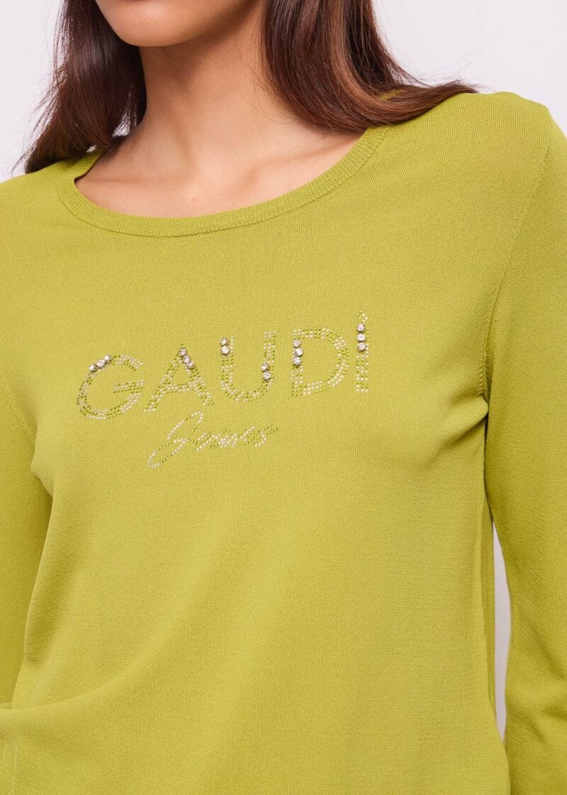 Maglia donna verde girocollo