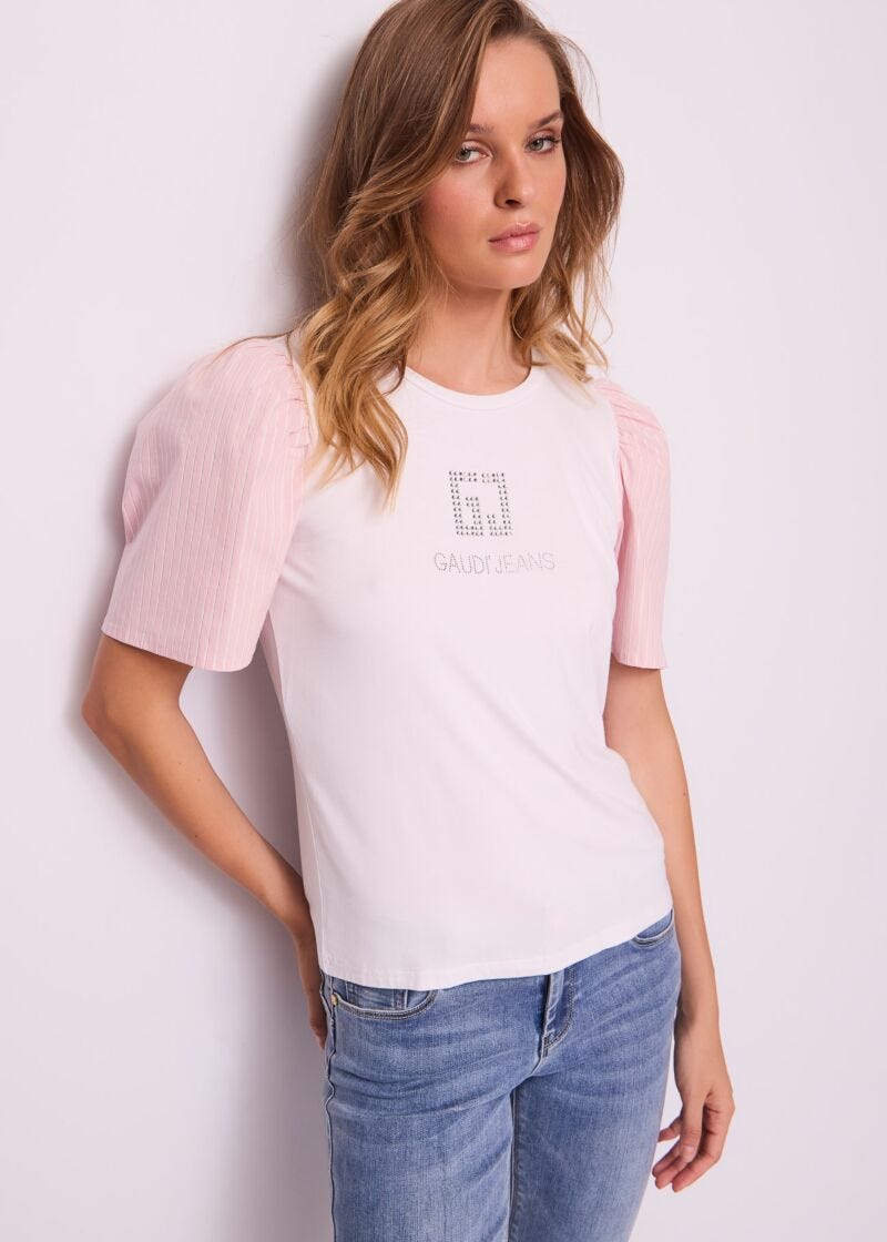 Camiseta blanca de algodón para mujer