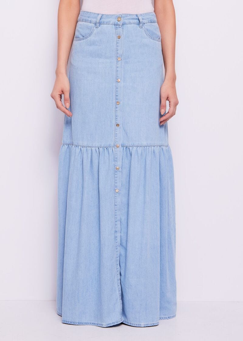 Jupe en chambray de coton