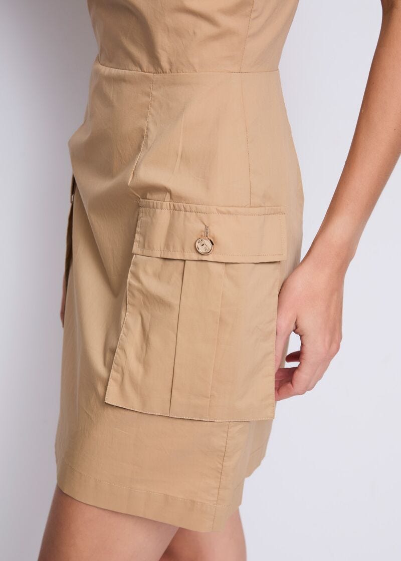Vestido beige de algodón para mujer