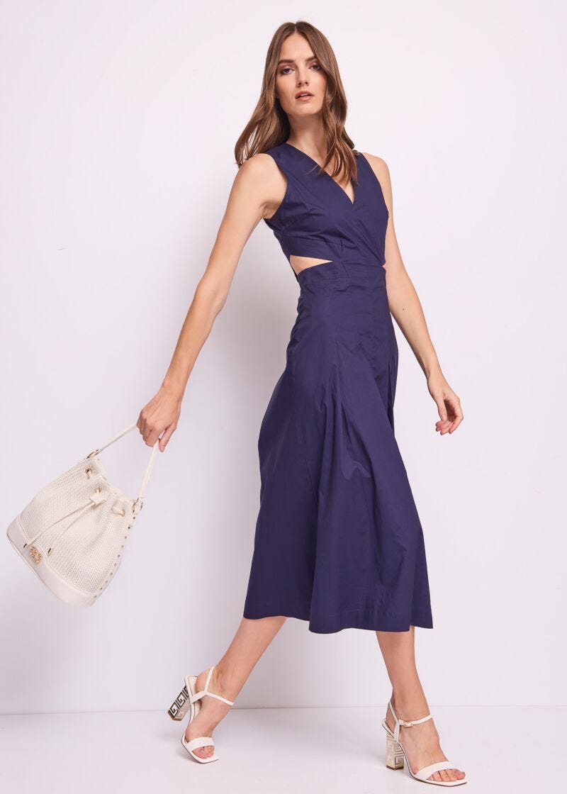 Vestido azul de algodón para mujer