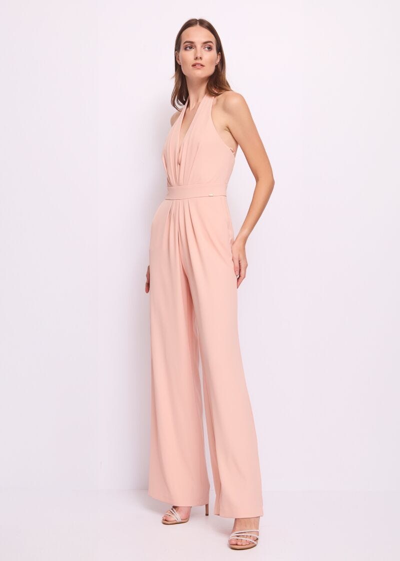 Women's pink crepe cady jumpsuit