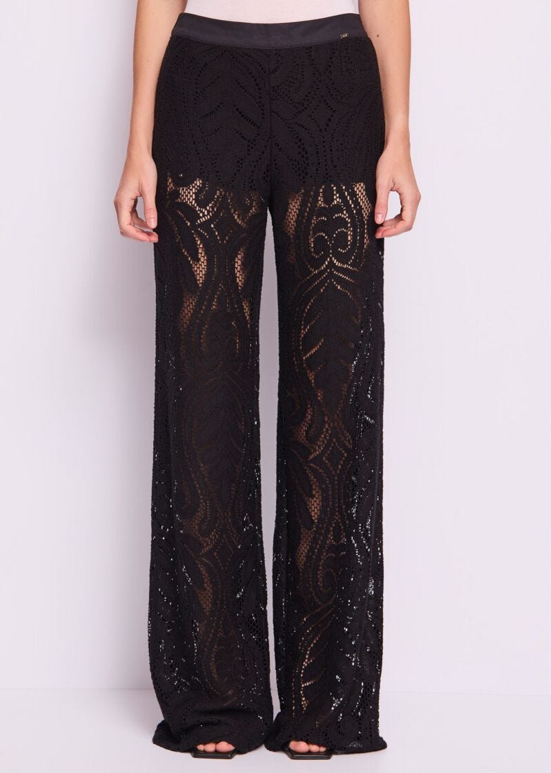 Pantalon noir en dentelle pour femme