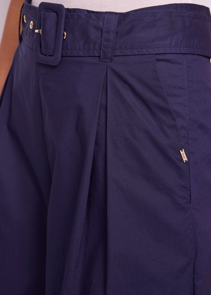 Pantalon bleu en coton pour femme