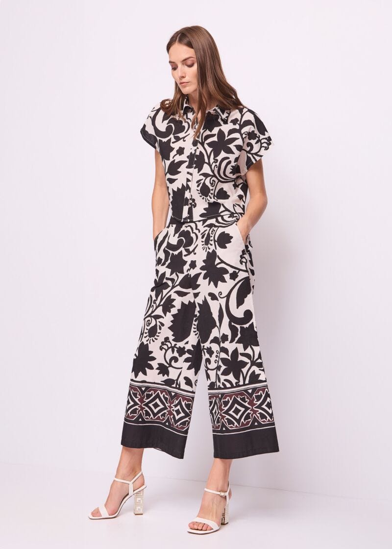 Pantaloni donna con stampa floreale