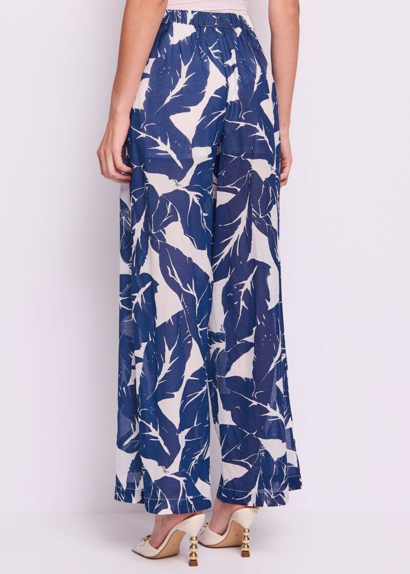 Pantaloni donna con stampa floreale e coulisse