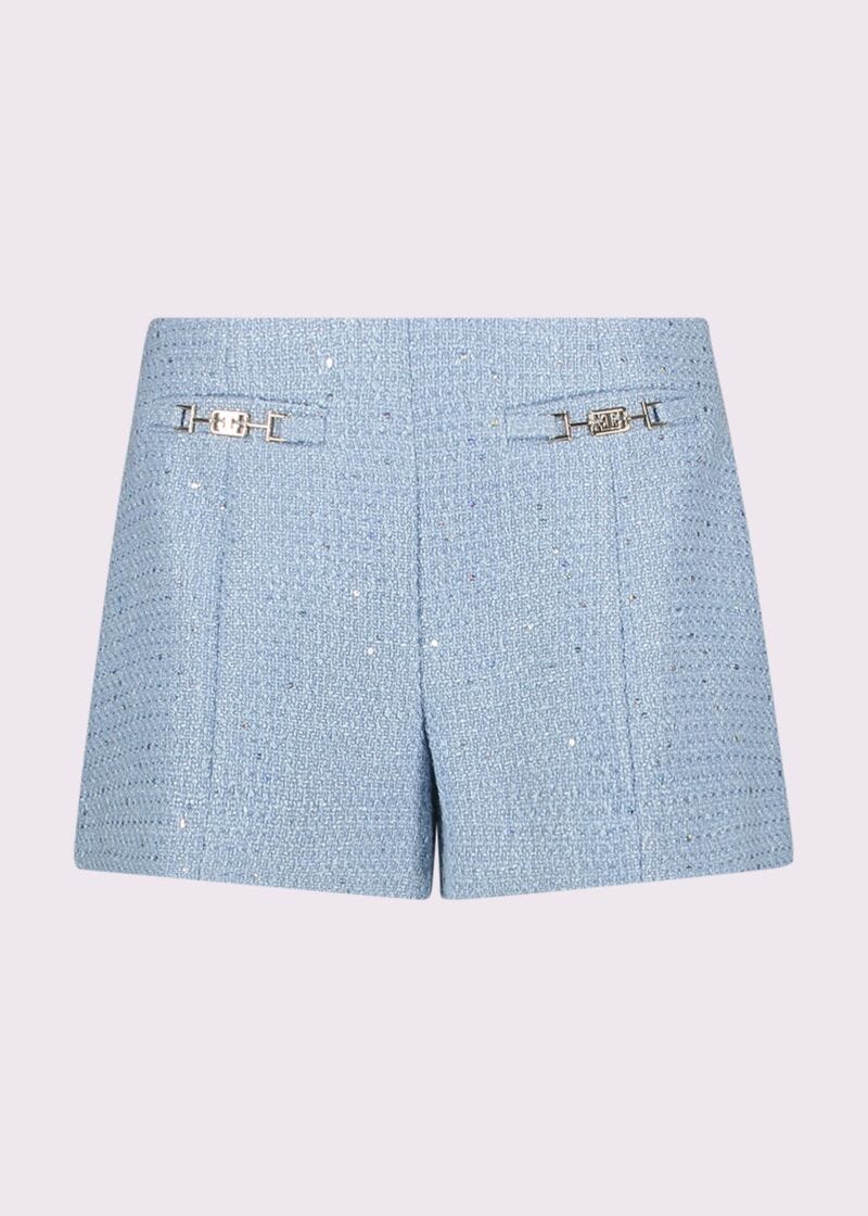 Shorts da donna azzurri con paillettes