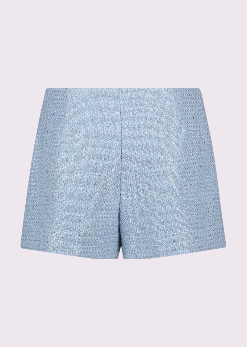 Shorts da donna azzurri con paillettes