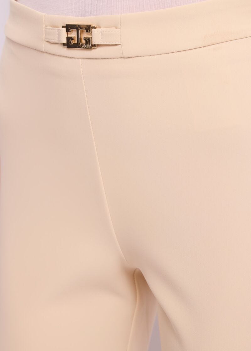Pantaloni da donna beige in tessuto tecnico