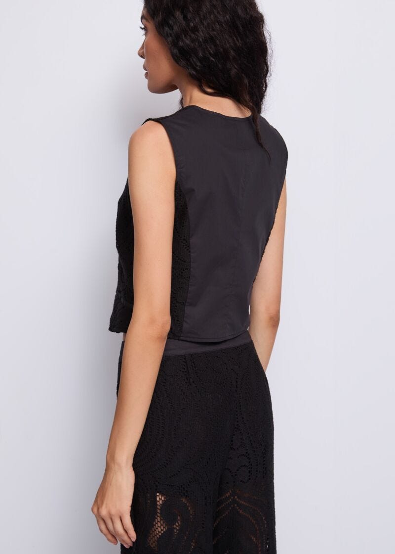 Women's black lace vest