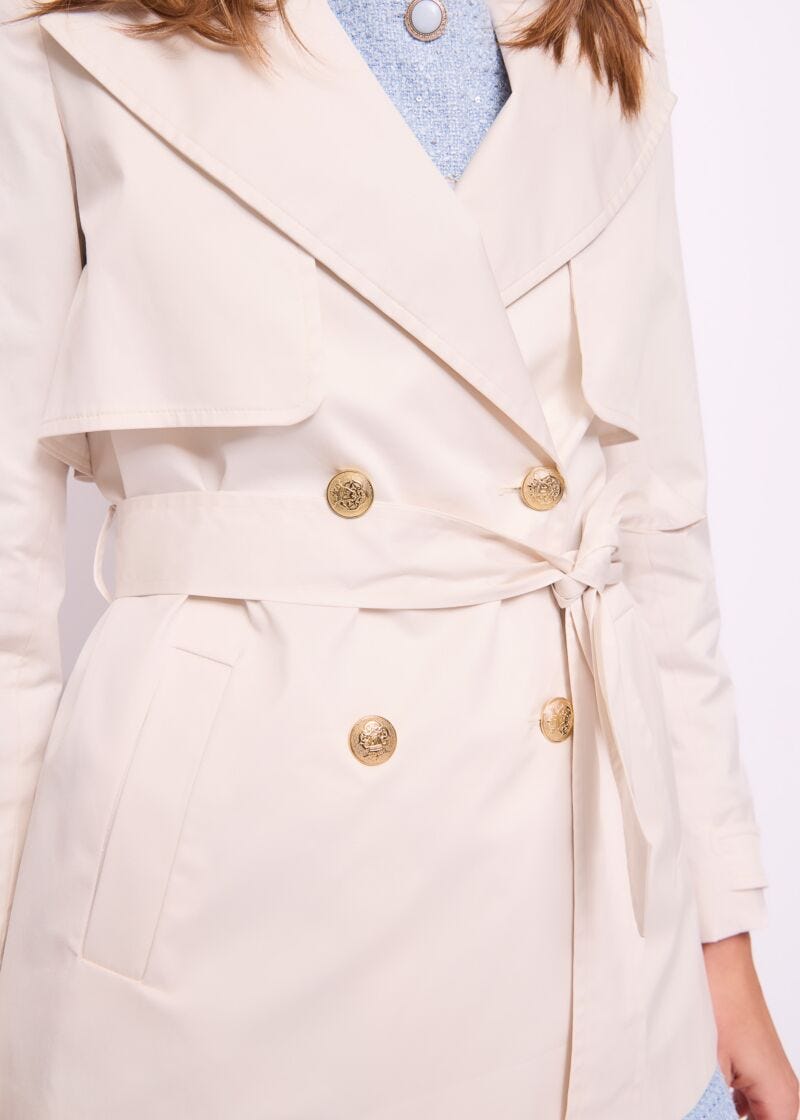 Trench blanc en coton pour femme