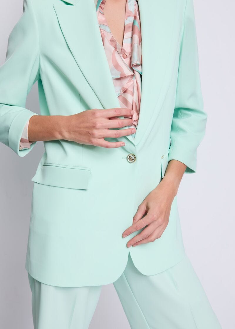 Blazer vert en crêpe cady pour femme