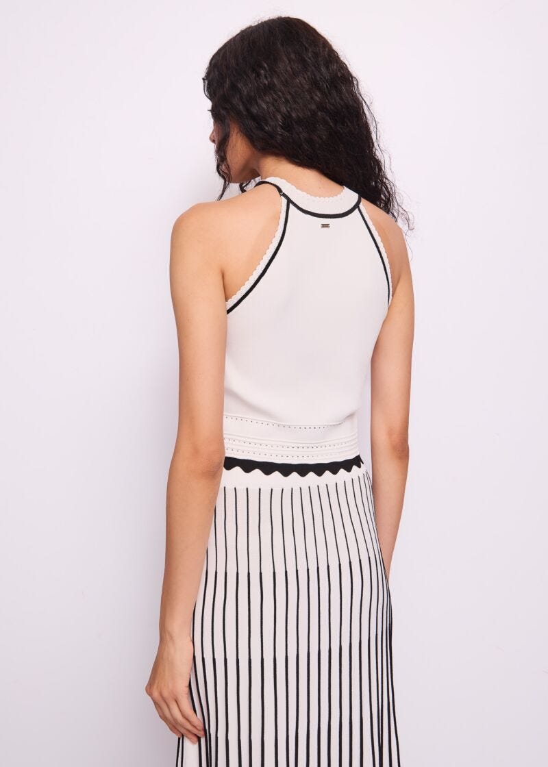 Top blanc en maille pour femme
