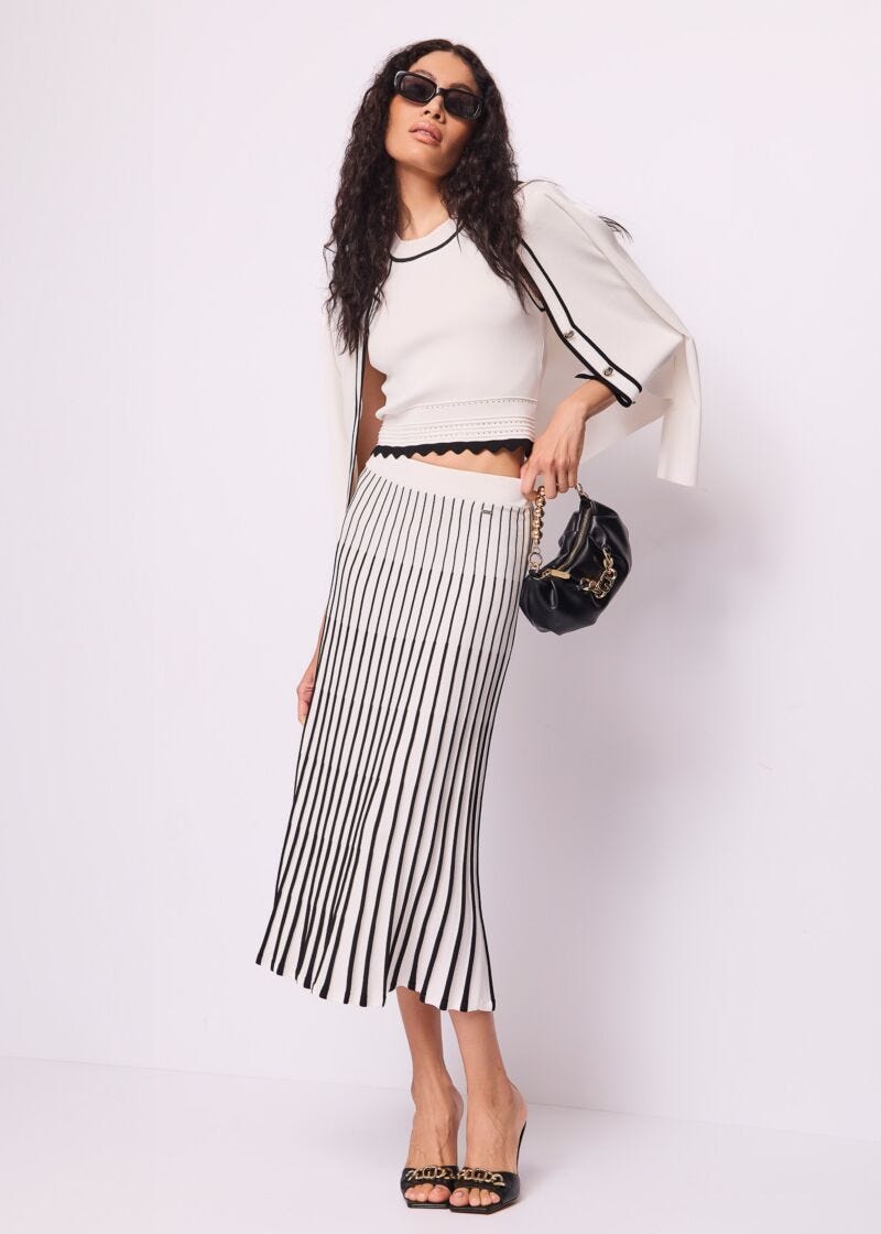 Top blanc en maille pour femme
