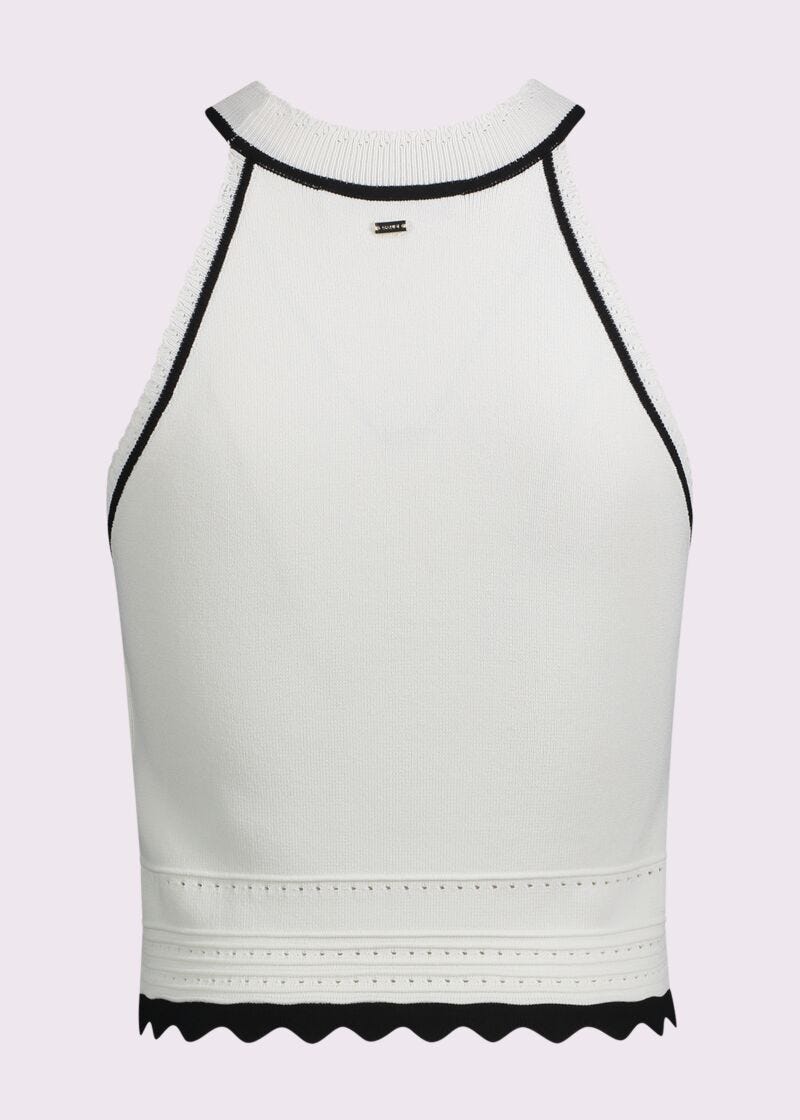 Top blanc en maille pour femme