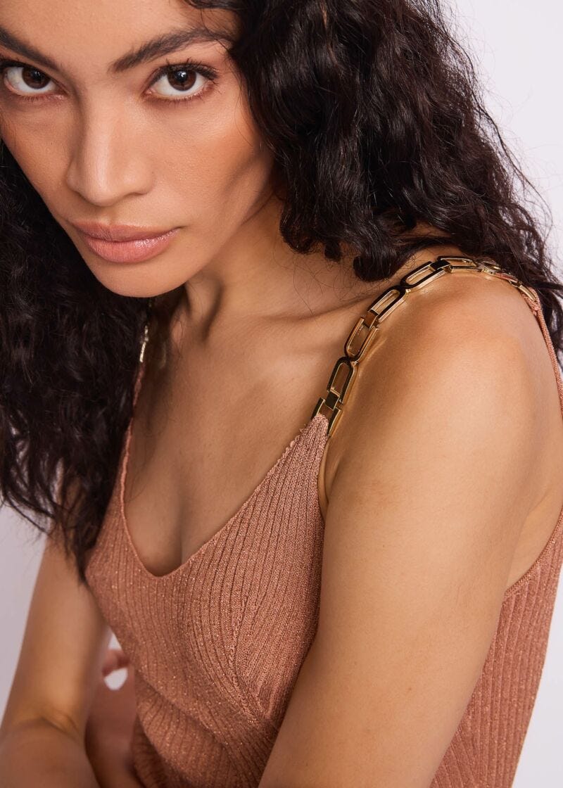 Top de punto lúrex para mujer