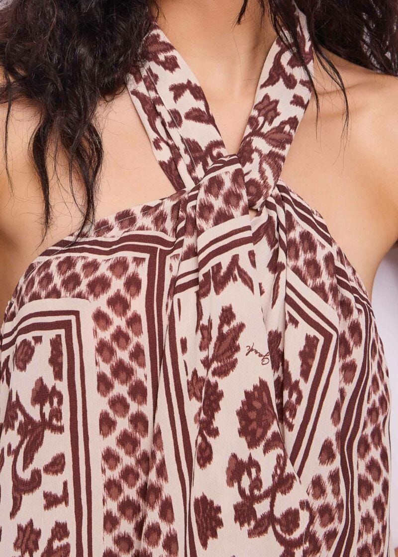 Camisa en crepé estampado para mujer