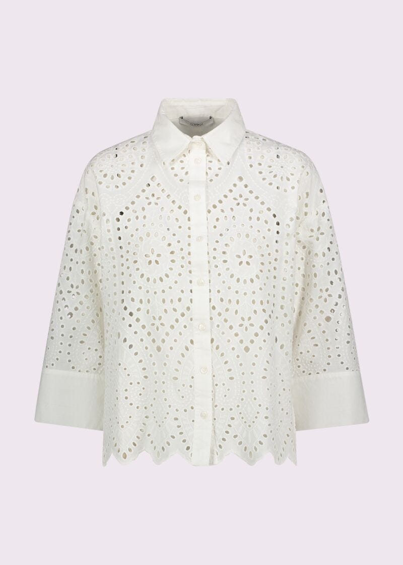 Camicia da donna bianca con maniche a 3/4