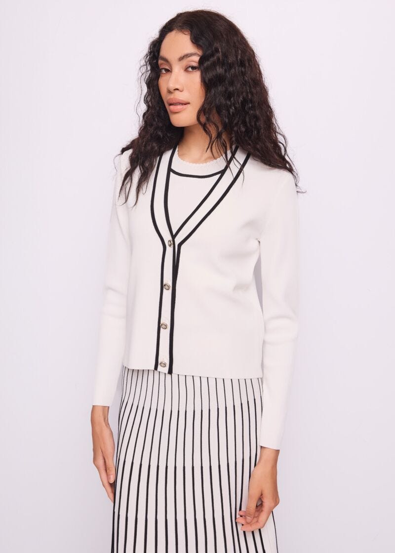 Women's white knitted cardigan