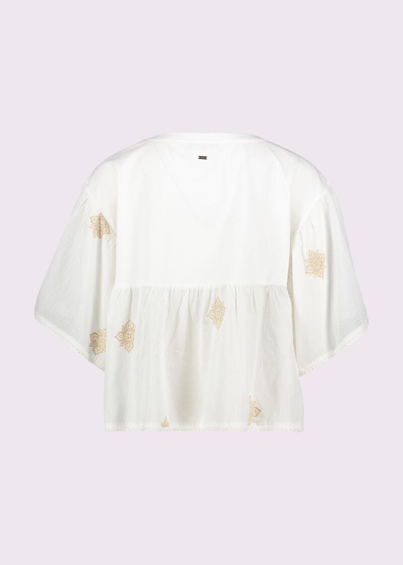 T-shirt da donna bianca con ricami
