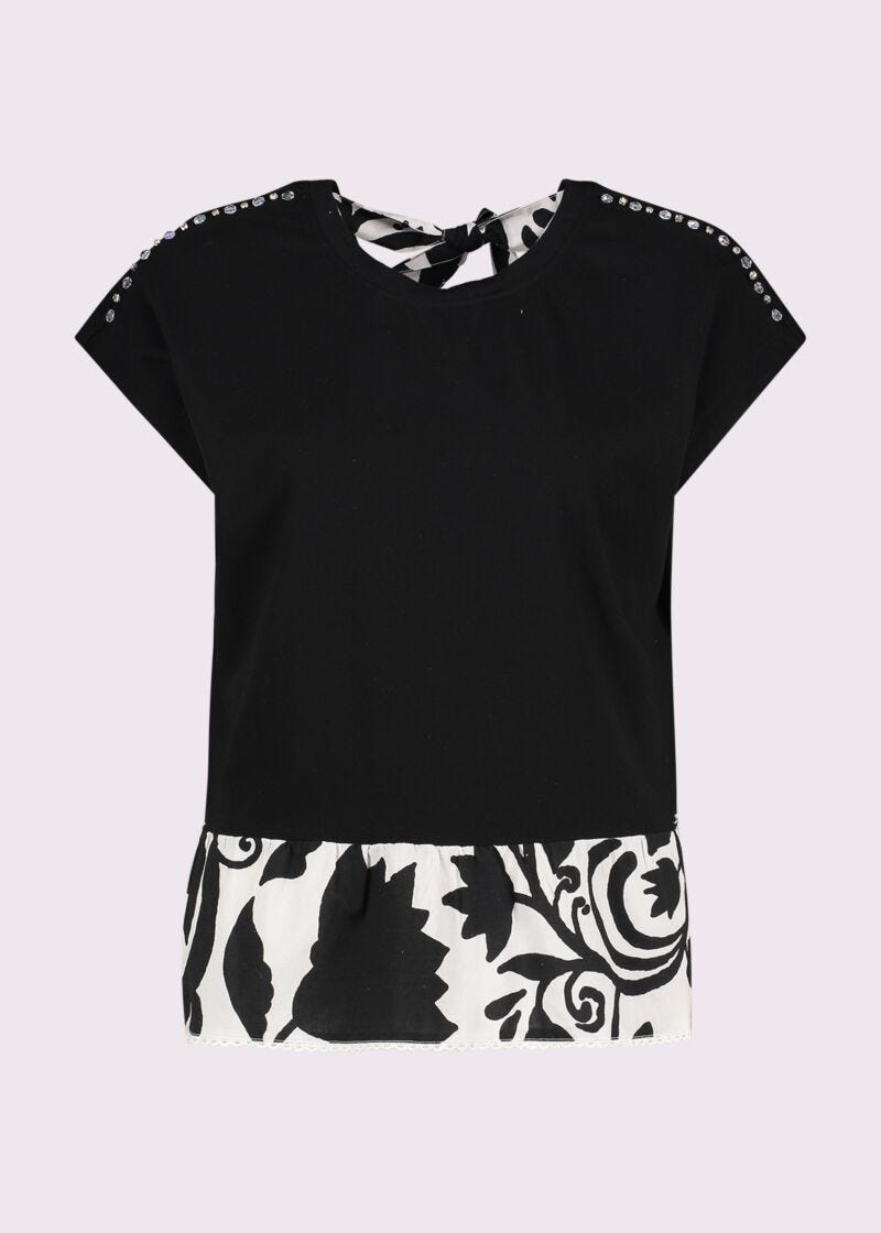 T-shirt noir en coton pour femme