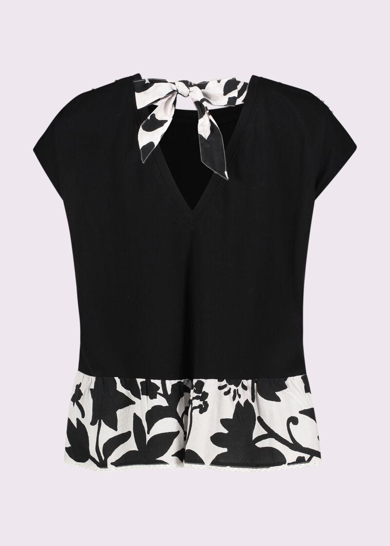 T-shirt noir en coton pour femme