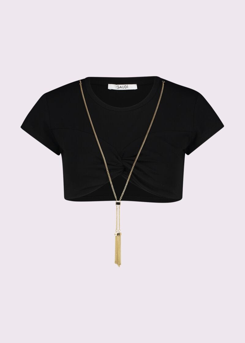 T-shirt noir en coton pour femme