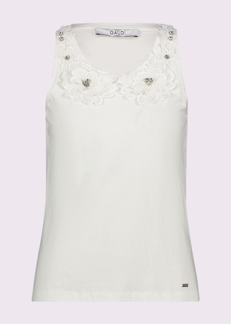 Top blanc en coton pour femme