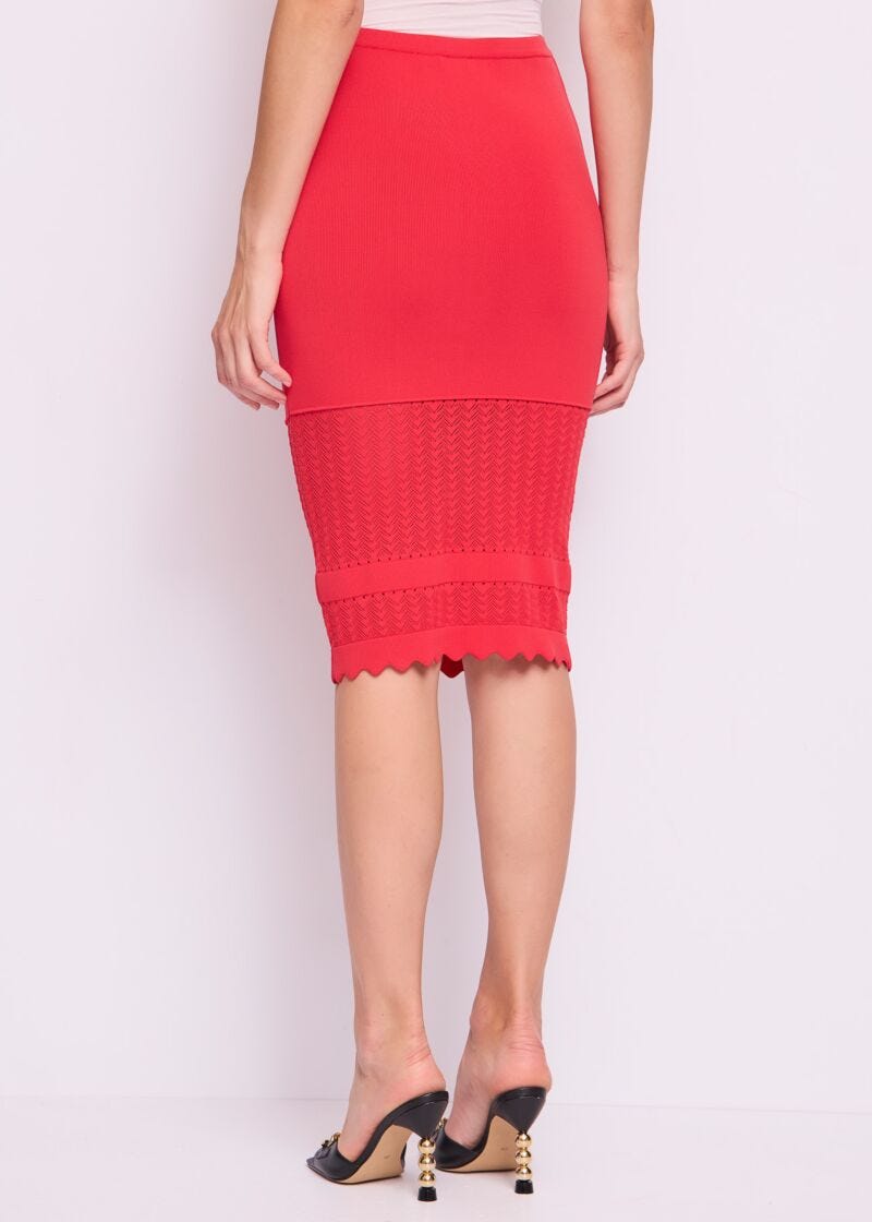 Jupe crayon rouge en maille